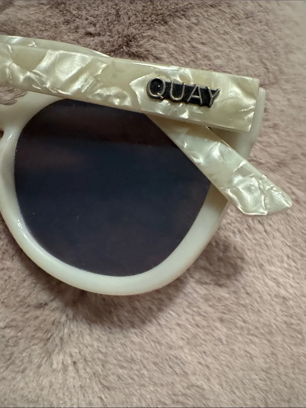 Quay Noosa Sunglasses Pearlized Cream Sunglasses with Blue Lenses